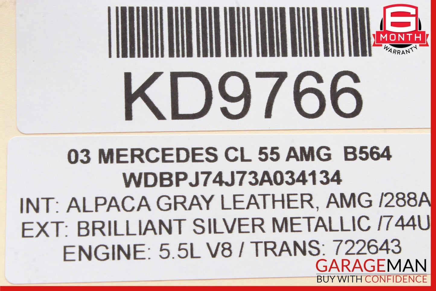 00-12 Mercedes W215 CL55 AMG SL600 Front Right Side Window Regulator Motor OEM