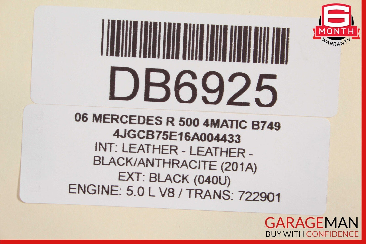 06-10 Mercedes W251 R320 R500 Front Right Side Lower Bottom Seat Cushion OEM