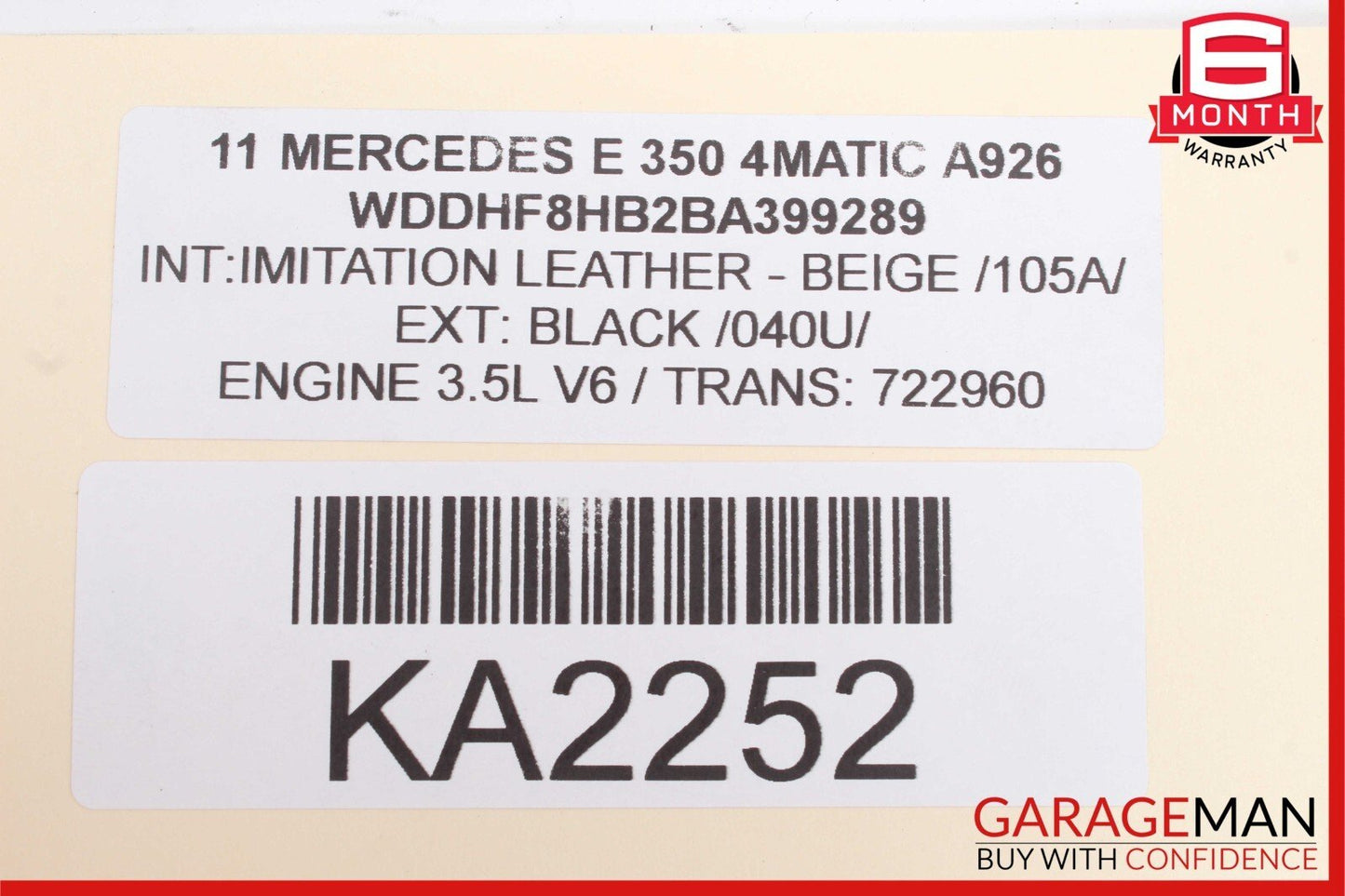 10-13 Mercedes W212 E350 E550 Inner Tail Light Lamp Rear Left Driver Side OEM