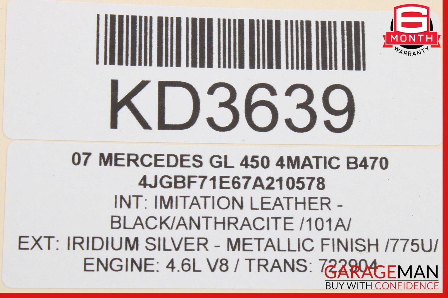 07-12 Mercedes X164 GL450 GL550 2rd Row Right Passenger Side Seat Belt Black OEM