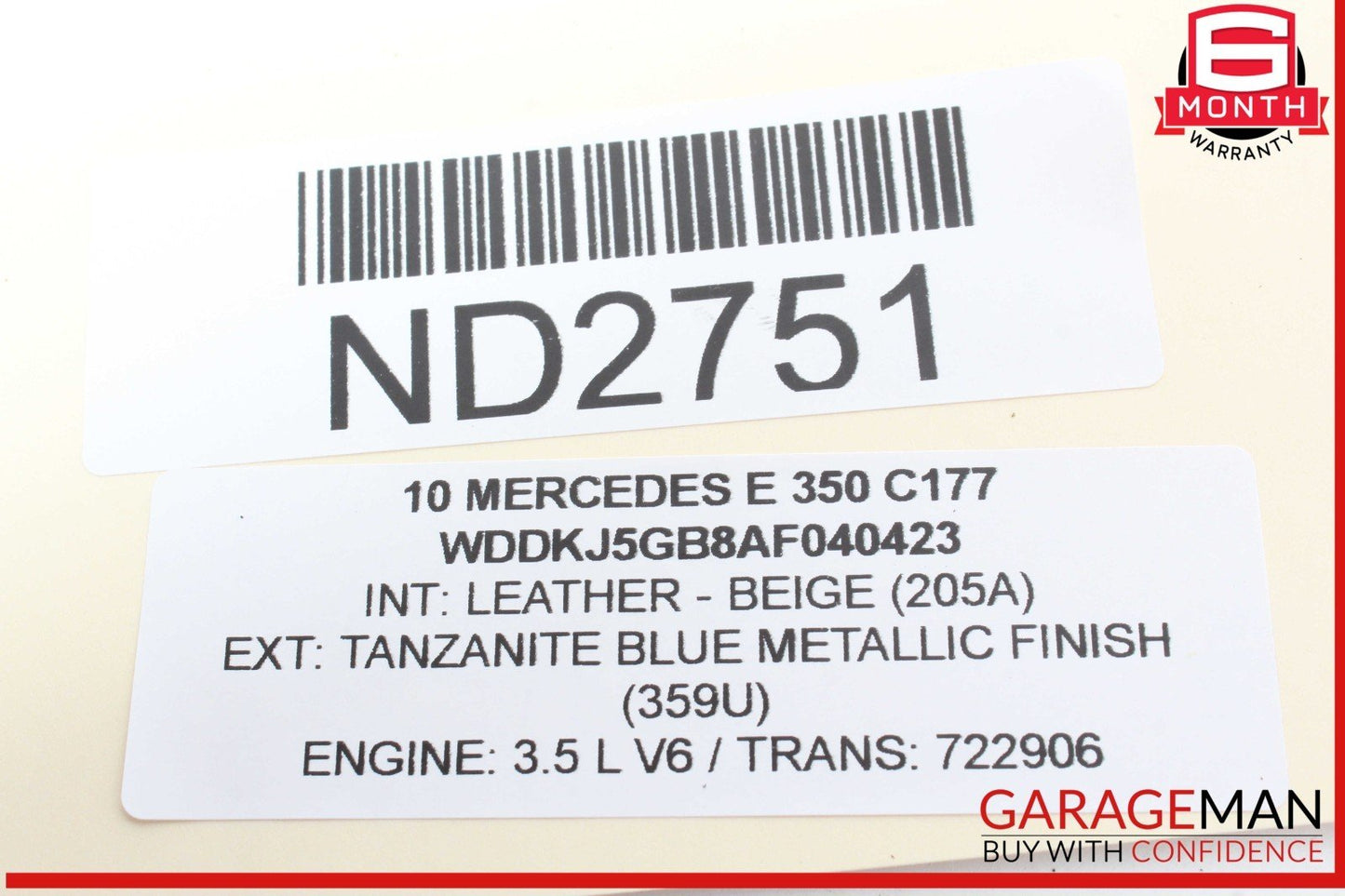08-12 Mercedes W207 E350 C300 Interior Rear View Mirror Beige OEM