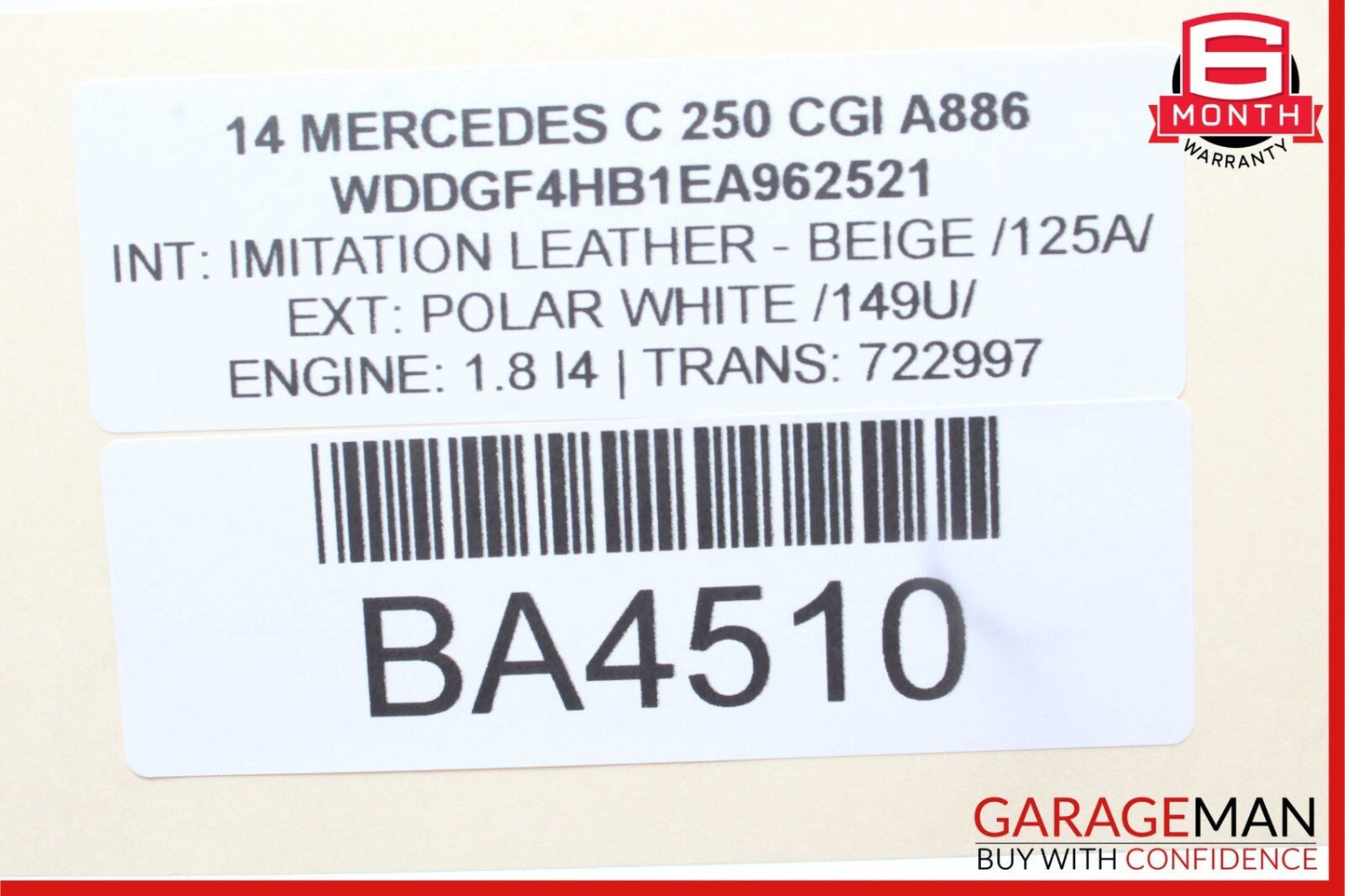 12-14 Mercedes W204 C250 C300 Right Passenger Exterior Door Handle Polar White