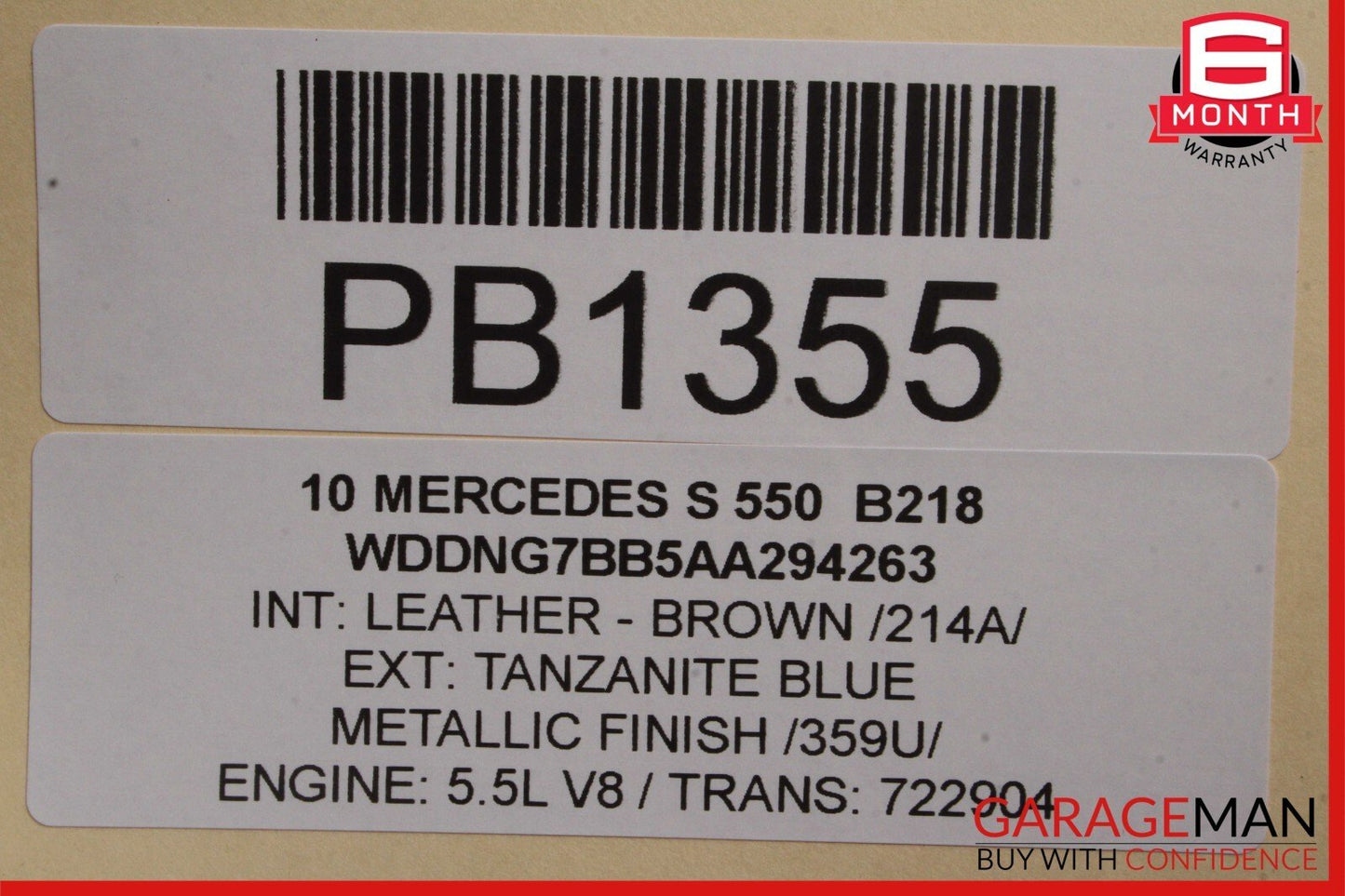 10-13 Mercedes W221 S400 S450 S550 Front Right Side Top Upper Seat Cushion Brown