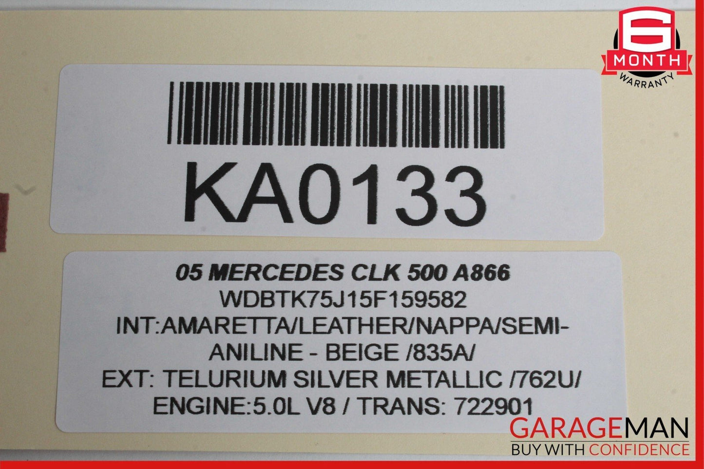 03-05 Mercedes W209 CLK500 Convertible Right Passenger Interior Door Panel Beige