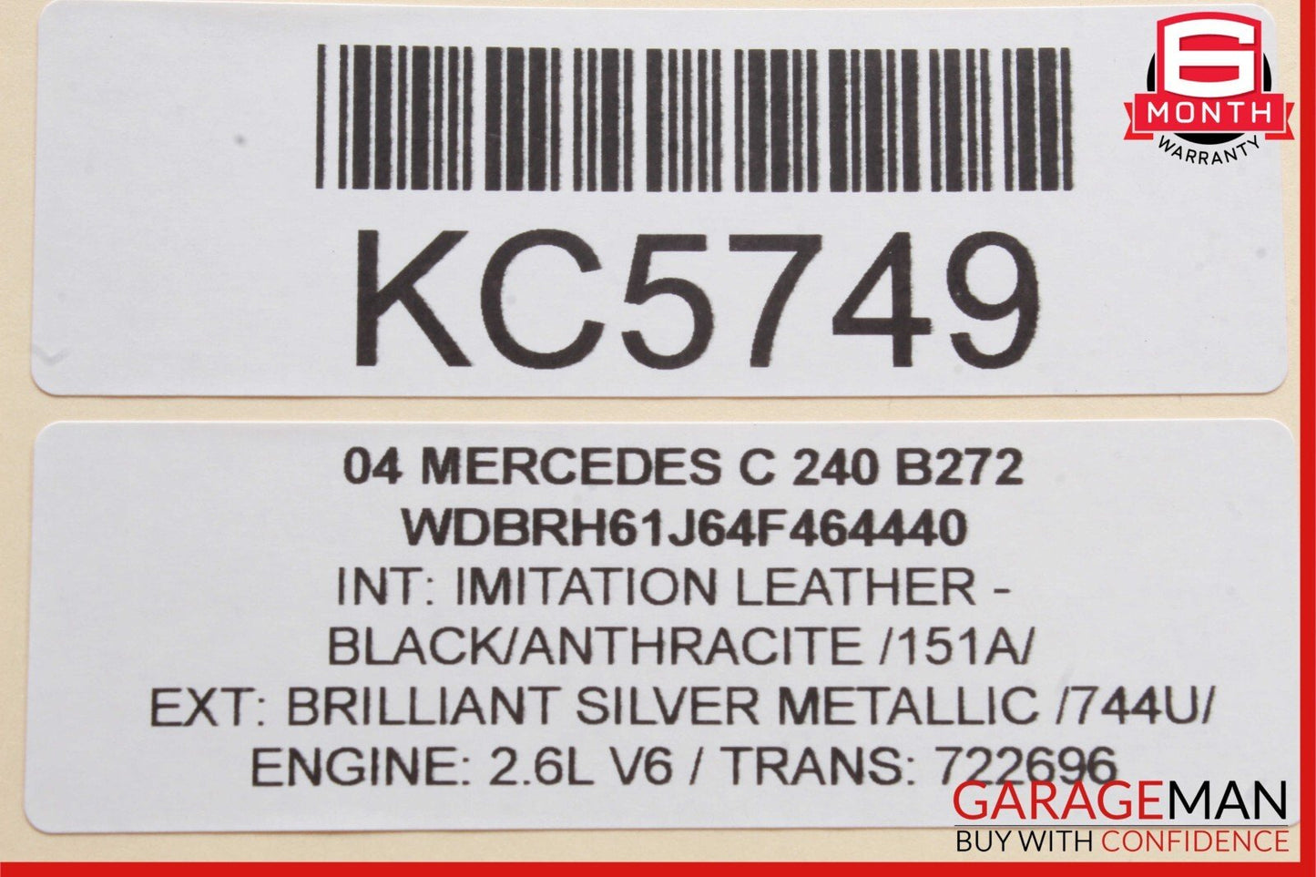 01-07 Mercedes W203 C240 C32 AMG Front Right Side Sunvisor Sun Visor Grey OEM