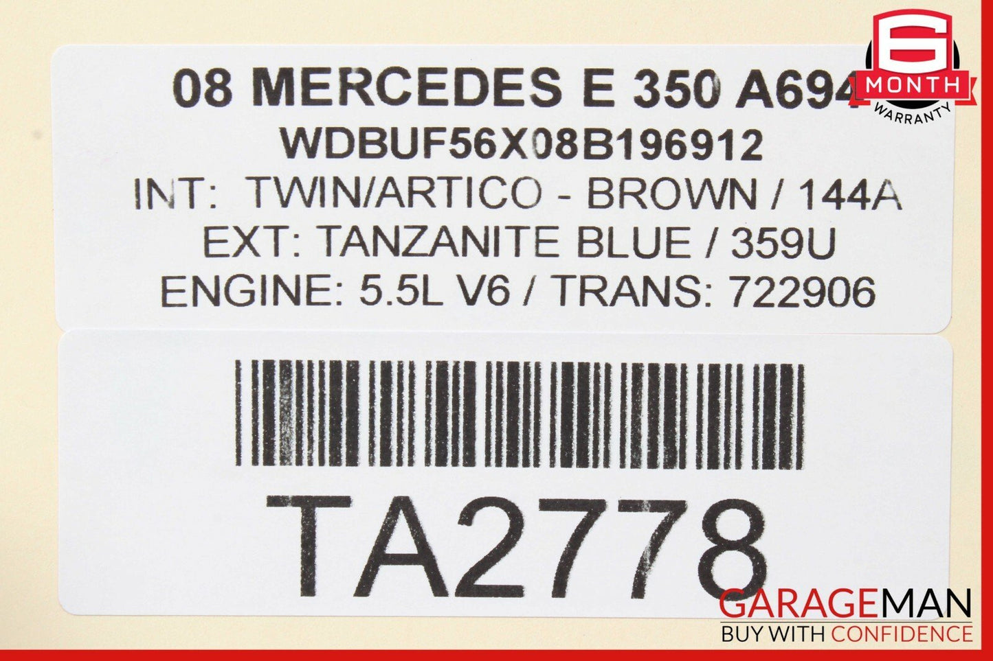 03-09 Mercedes W211 E320 E350 E55 AMG Sedan Rear Trunk Lid Deck Shell Panel Blue
