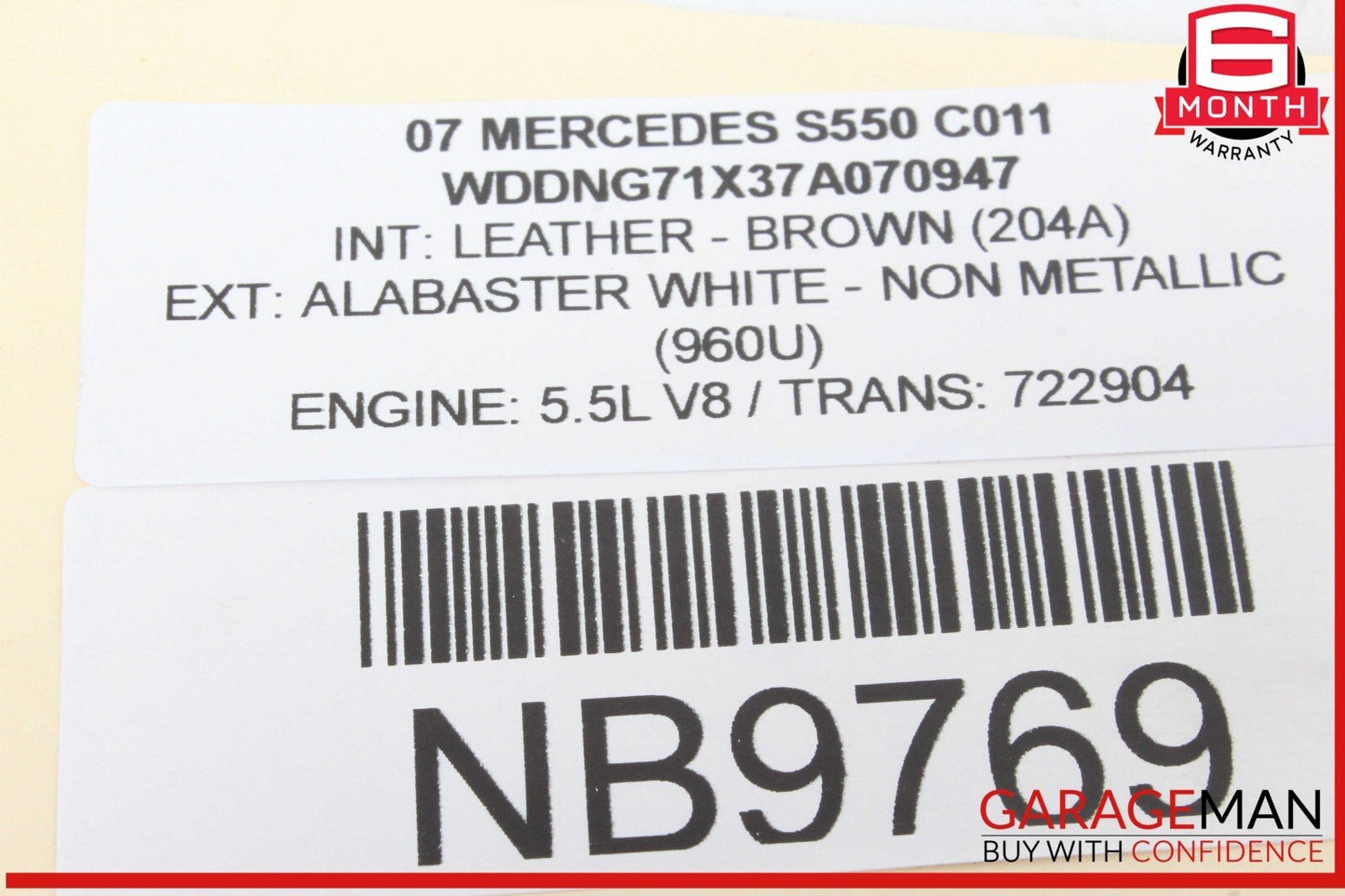 07-09 Mercedes W221 S550 S600 Front Right Side Door Rear View Mirror OEM