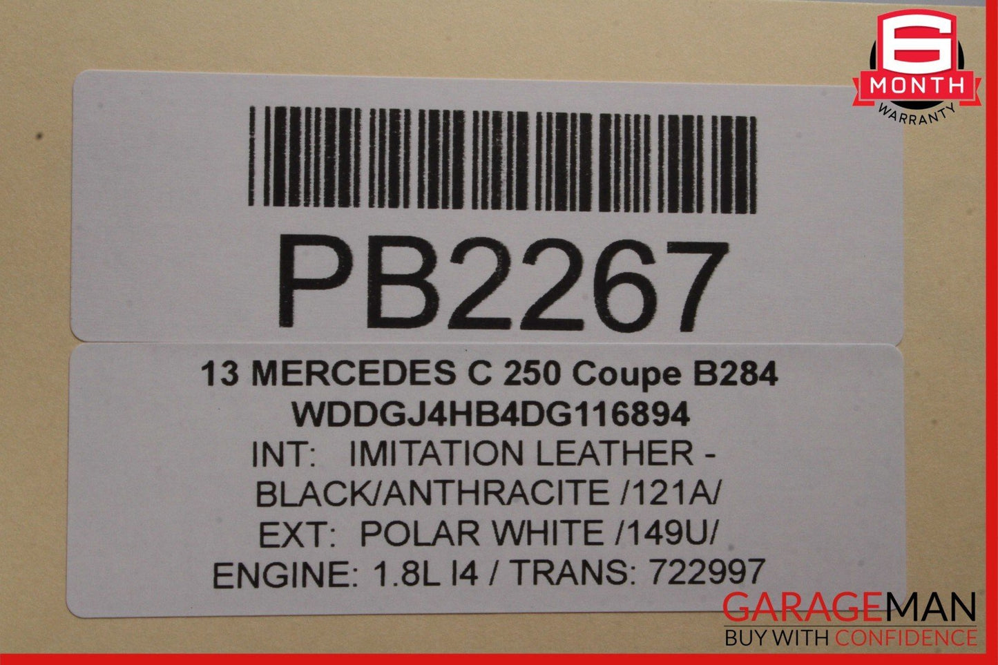 12-14 Mercedes W204 C350 Coupe Front Right Exterior Door Shell Frame Polar White
