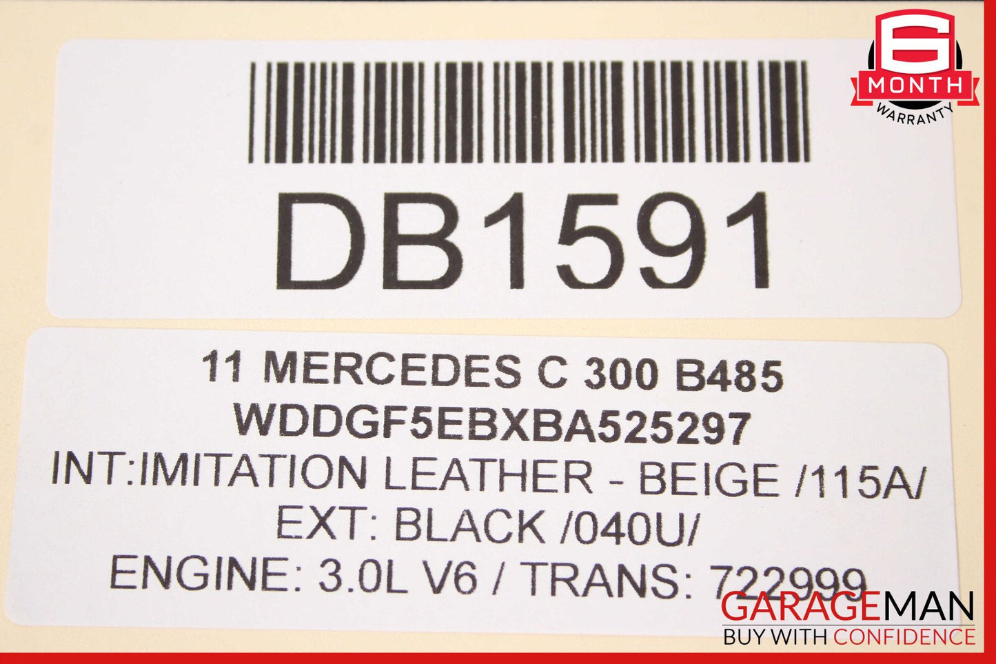 08-14 Mercedes W204 C300 C350 Sedan Rear Left Interior Door Panel Assembly Beige