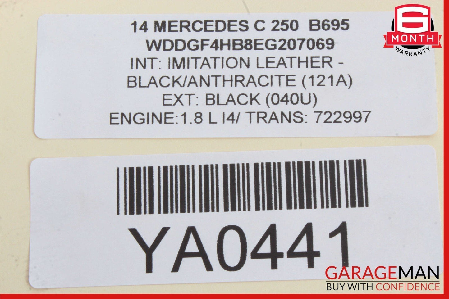 12-14 Mercedes W204 C250 C300 Rear Left Driver Side Exterior Door Handle Black