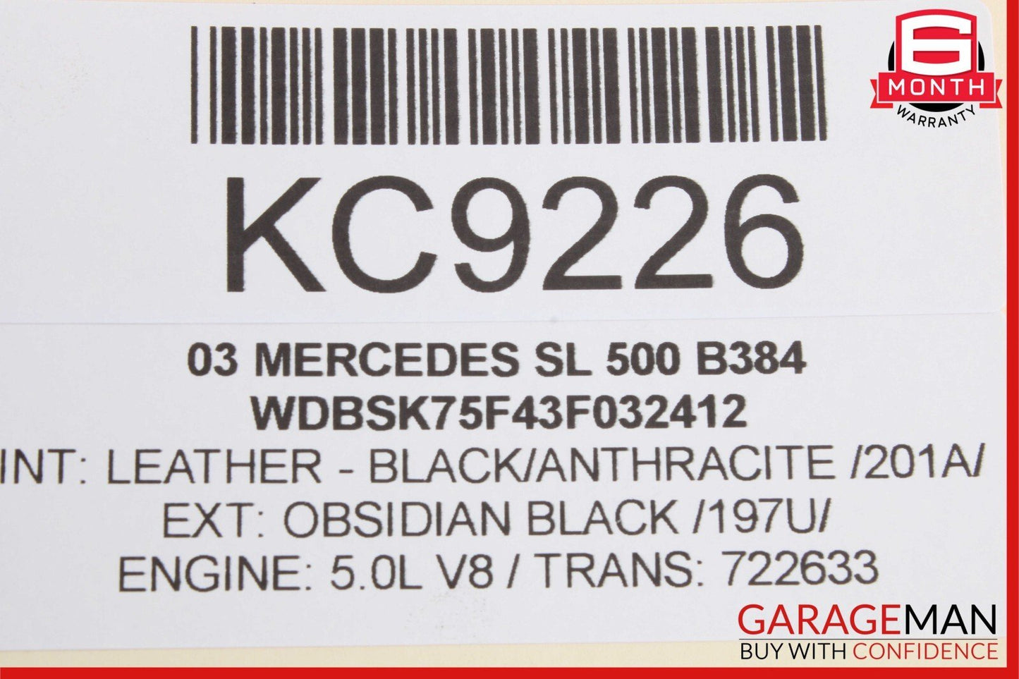 03-12 Mercedes R230 SL500 Right Side Convertible Roof Load Assist Cylinder OEM
