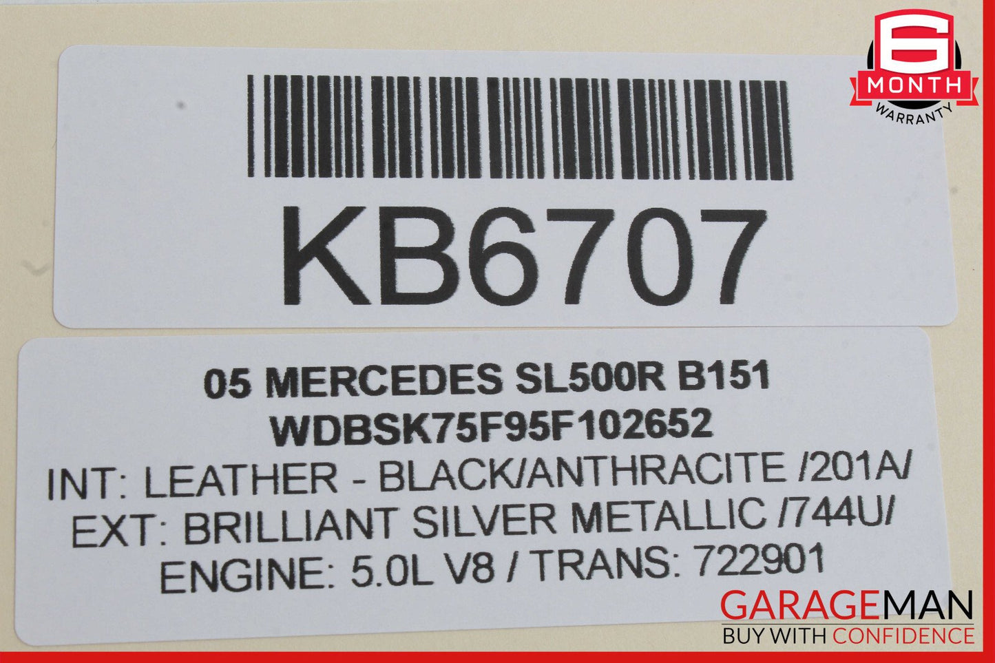 Mercedes R230 SL500 SL55 AMG Convertible Top Left Side Load Assist Cylinder OEM