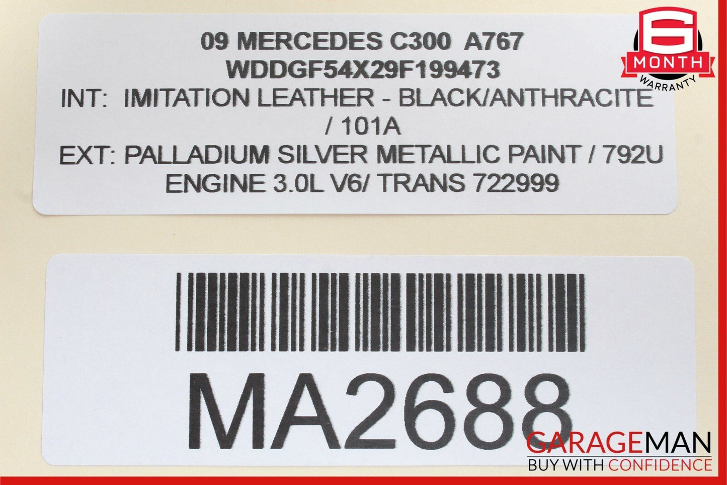 08-14 Mercedes W204 C300 C250 Front Right Passenger Side Sunvisor Sun Visor Grey