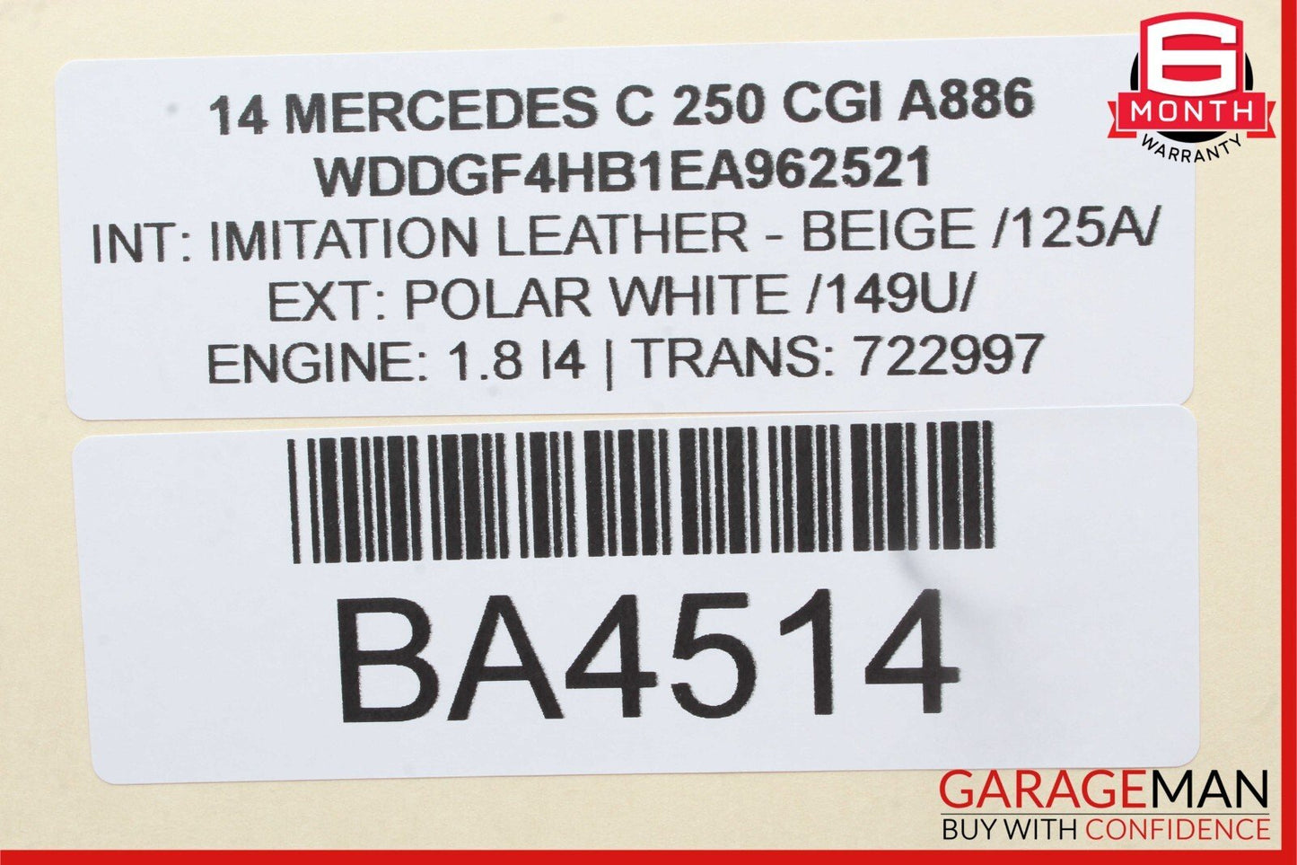12-14 Mercedes W204 C300 C250 Front Left Driver Side Exterior Door Handle White