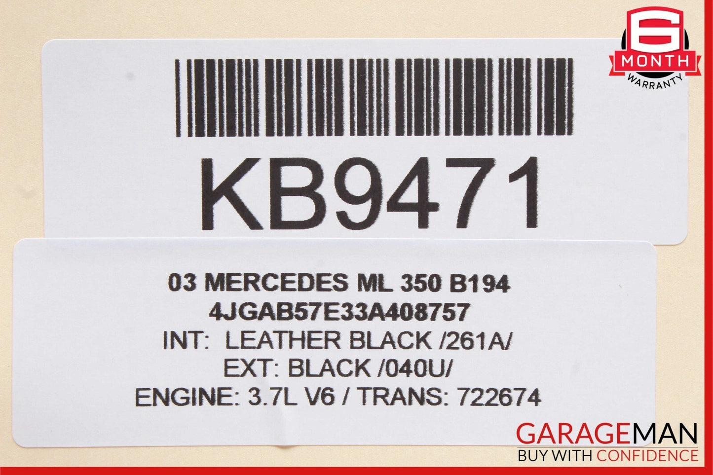 98-05 Mercedes W163 ML350 R350 Rear Right Side Door Window Regulator Motor OEM
