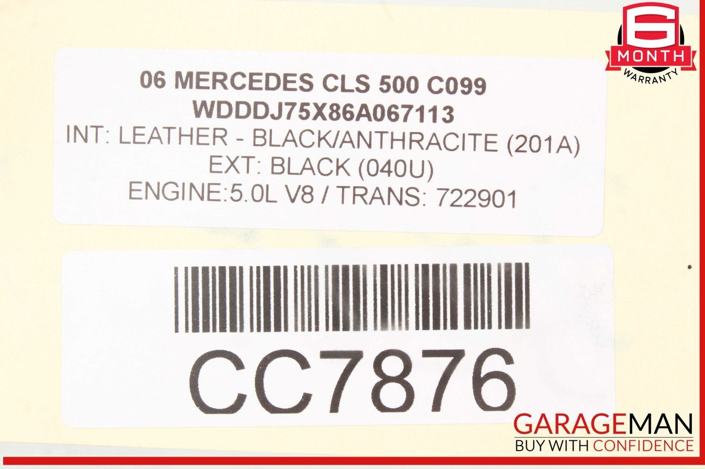 06-11 Mercedes W219 CLS500 Rear Right Side Lower Bottom Seat Cushion Cover Black