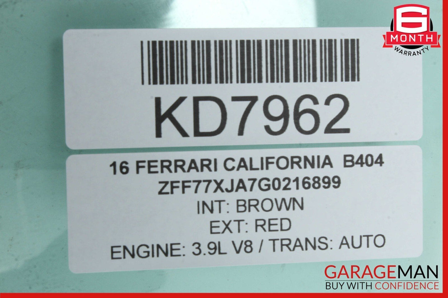 15-18 Ferrari California T Front Left Driver Side Door Window Glass OEM