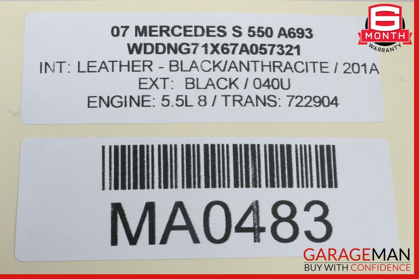 07-13 Mercedes W221 S550 S600 Interior Upper Rear View Inside Dim Mirror Grey