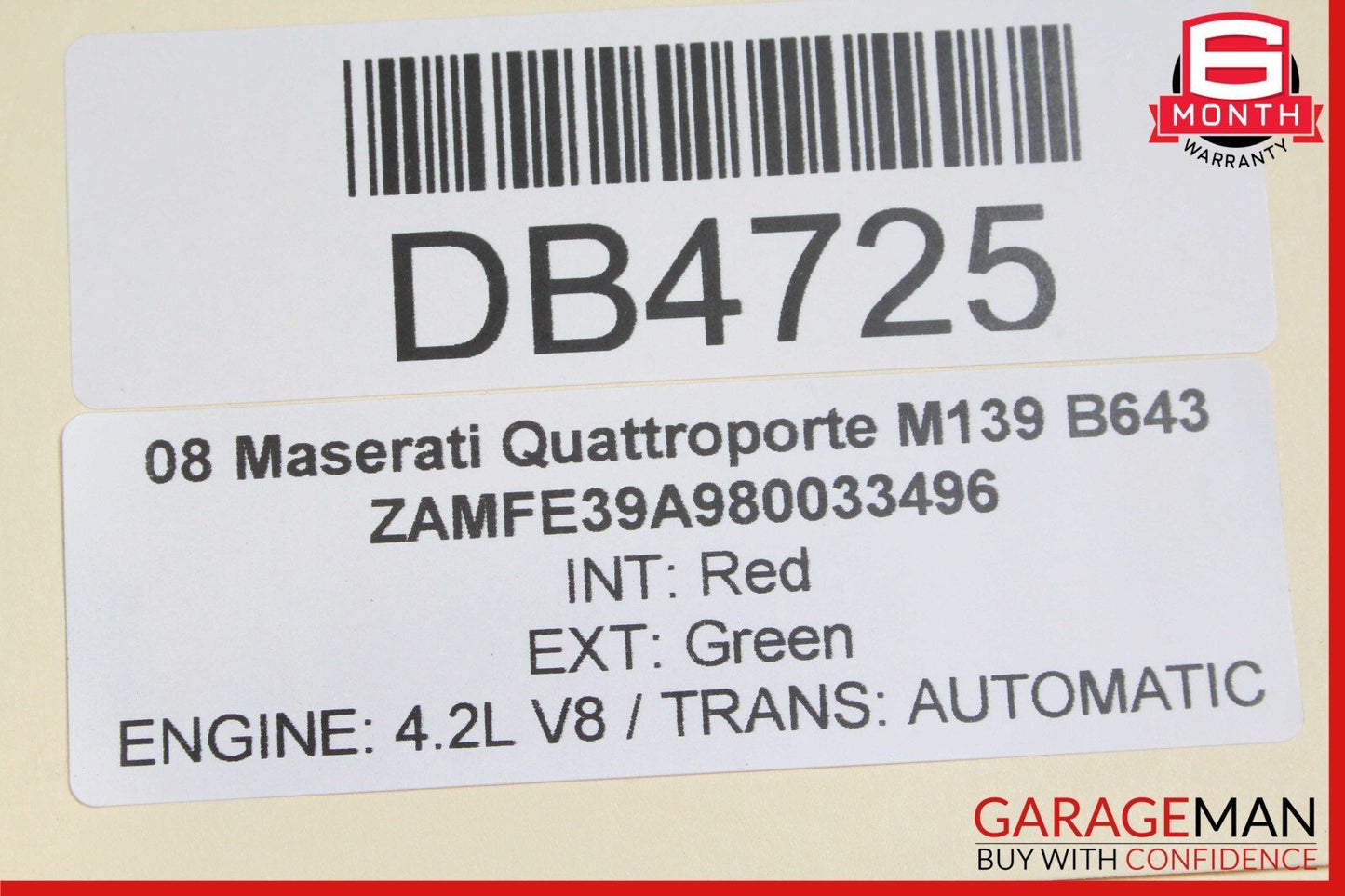 03-13 Maserati Quattroporte M139 Rear Trunk Lid Deck Shell Panel White OEM