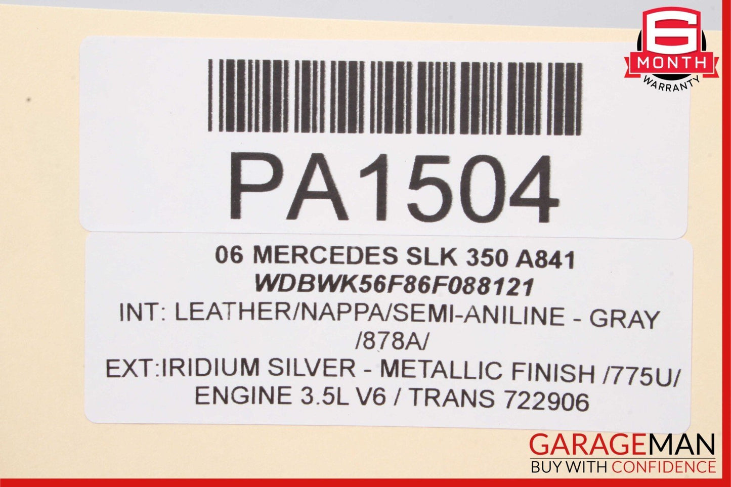 05-11 Mercedes R171 SLK280 SLK350 Convertible Hard Top Roof Folding Panel Silver