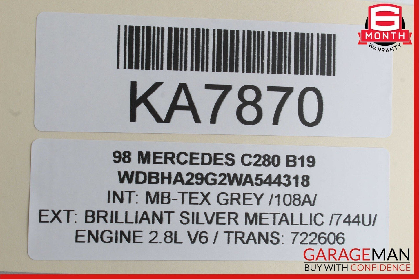 98-00 Mercedes W202 C280 Front Right Side Door Window Regulator Motor Unit