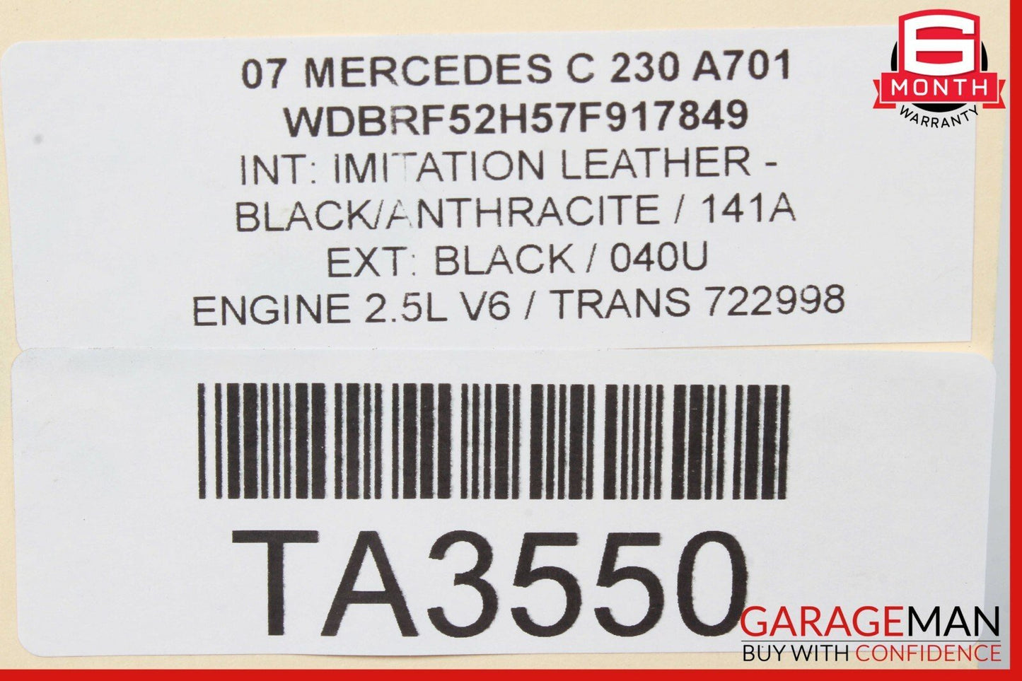 06-07 Mercedes W203 C230 Rear Drive Shaft Propeller Driveshaft Assembly RWD