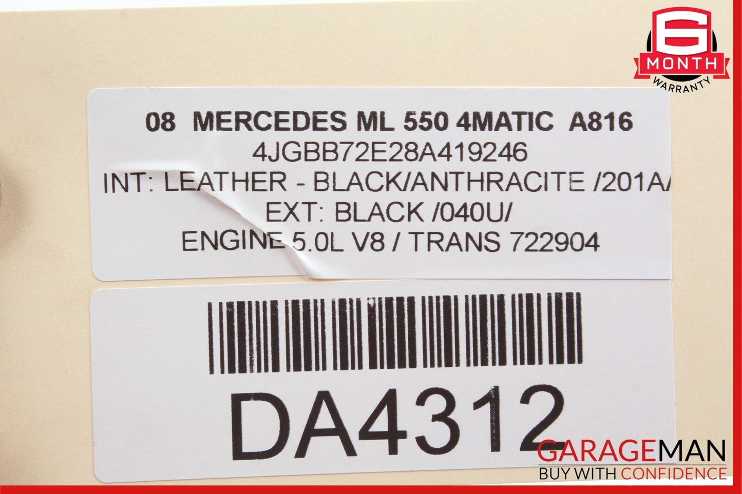06-13 Mercedes ML350 GL450 R350 Rear Overhead Dome Light Lamp Reading Map Gray