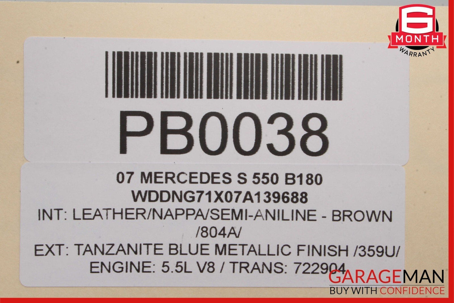 07-09 Mercedes W221 S450 S550 Front Right Passenger Interior Door Panel Brown