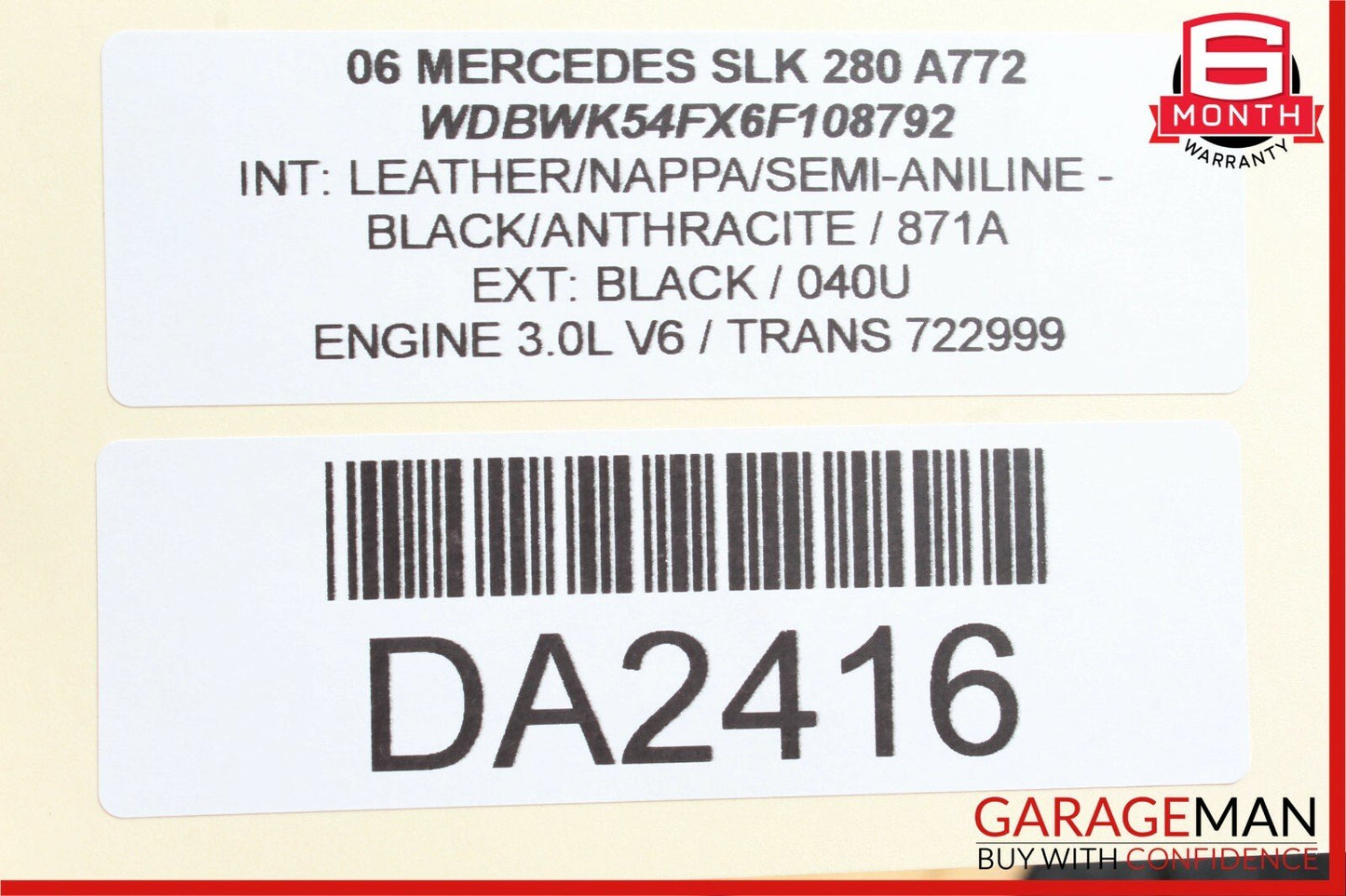 05-11 Mercedes R171 SLK280 Front Right Passenger Side Interior Door Panel Cover
