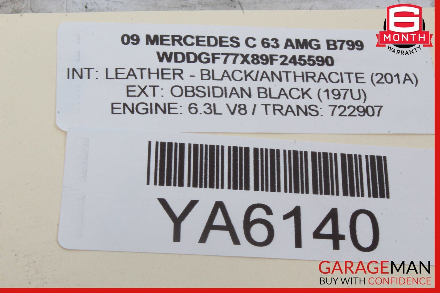 08-15 Mercedes W204 C63 AMG C350 C300 Rear Seat Cushion Lower Bottom Spacer OEM
