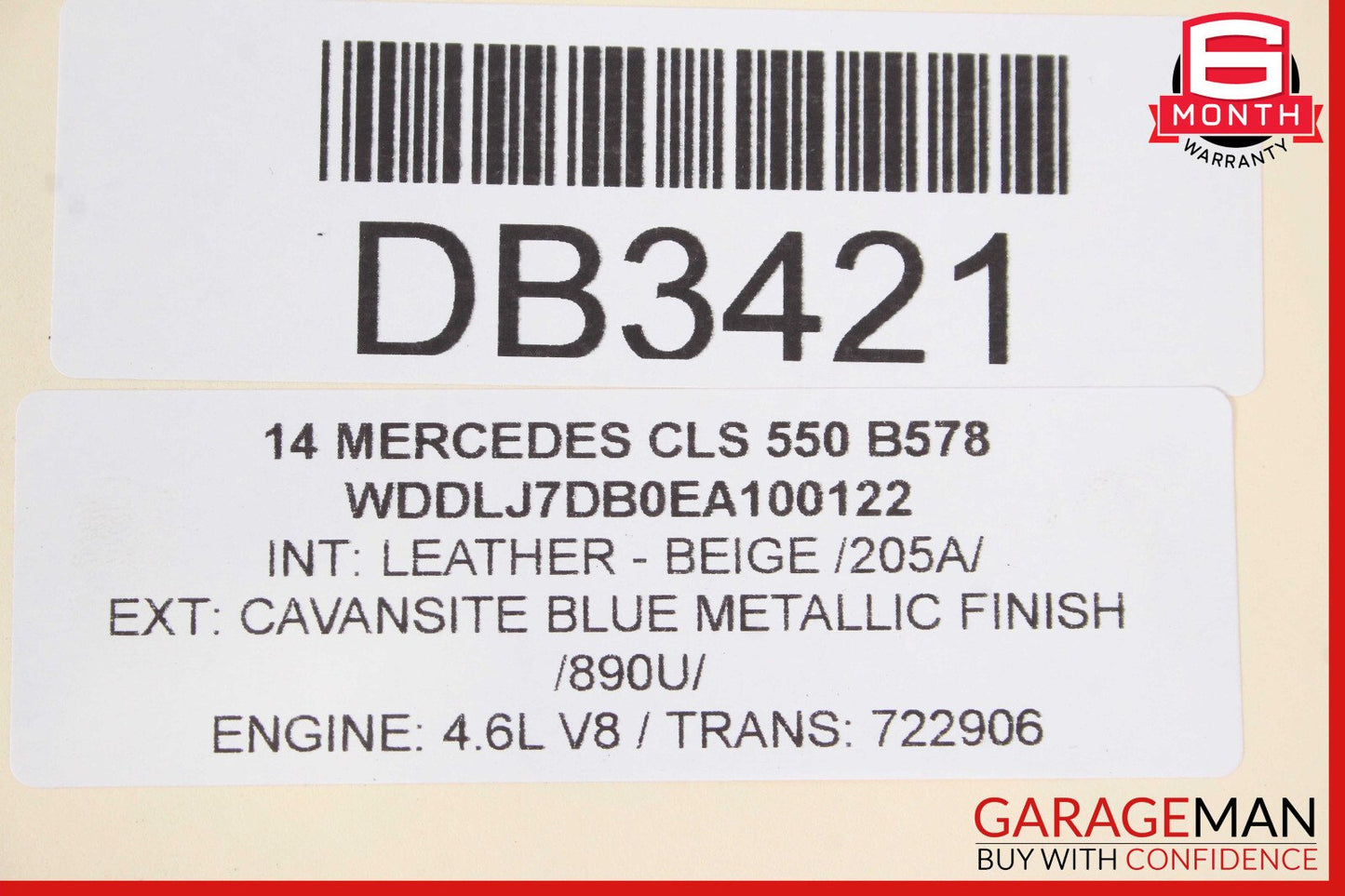 12-14 Mercedes W218 CLS550 Rear Right Side Interior Door Panel Beige OEM