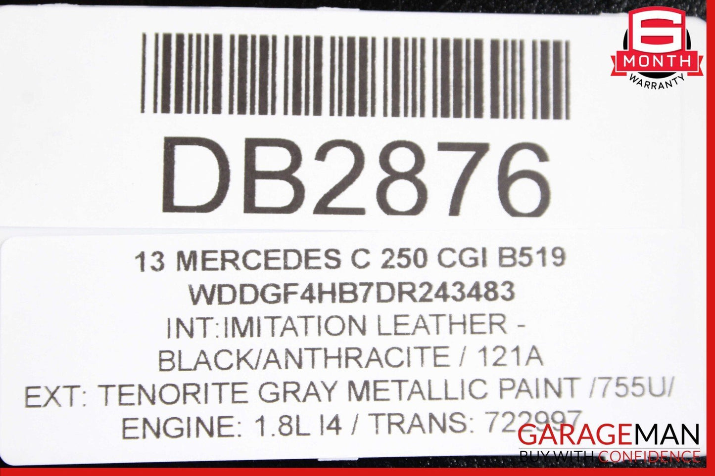 08-14 Mercedes W204 C250 AMG Sport Sedan Right Side Skirt Rocker Panel Grey