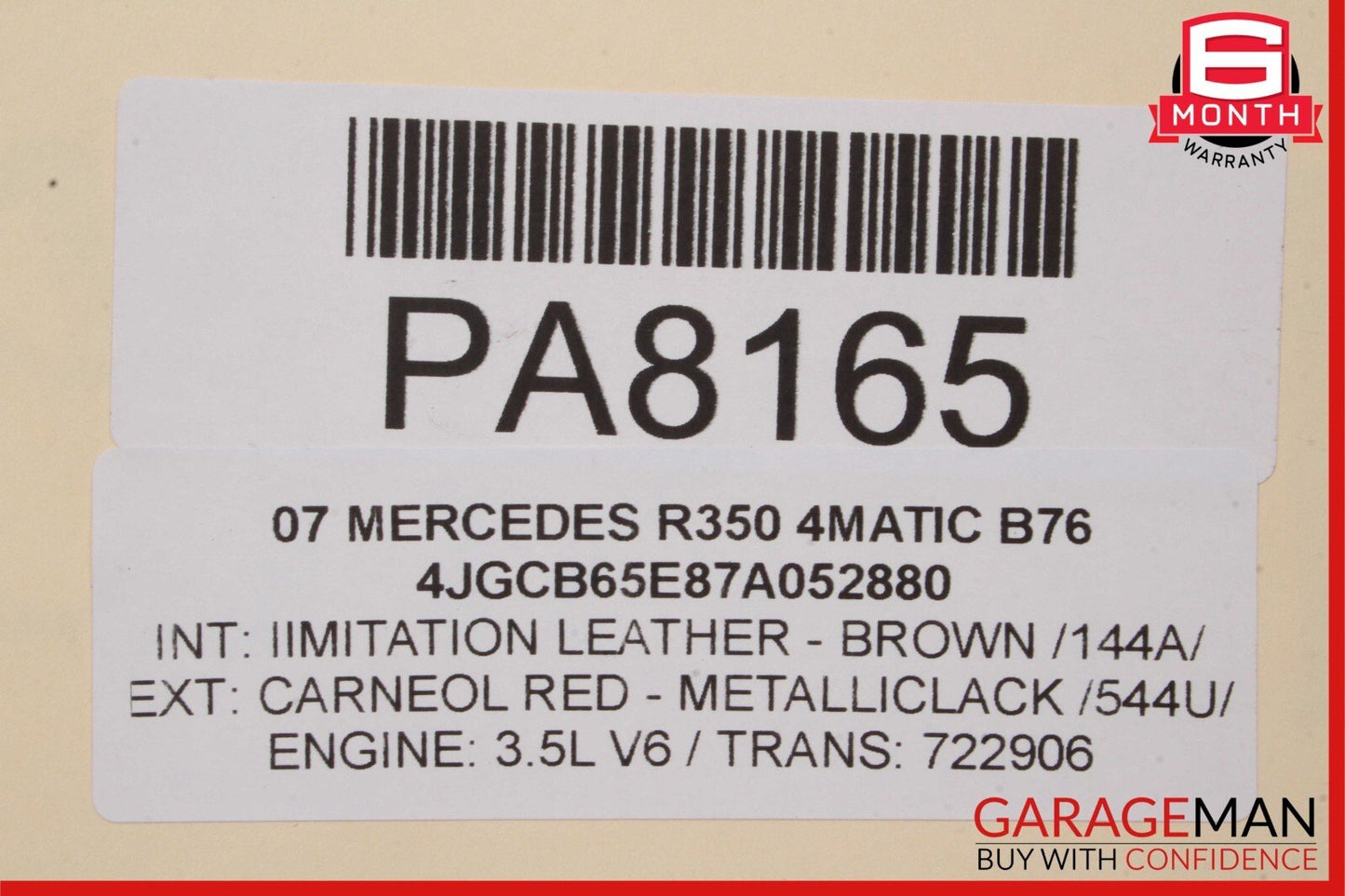 06-10 Mercedes R350 R500 R63 Bumper Reinforcement Radiator Support Bracket Bar