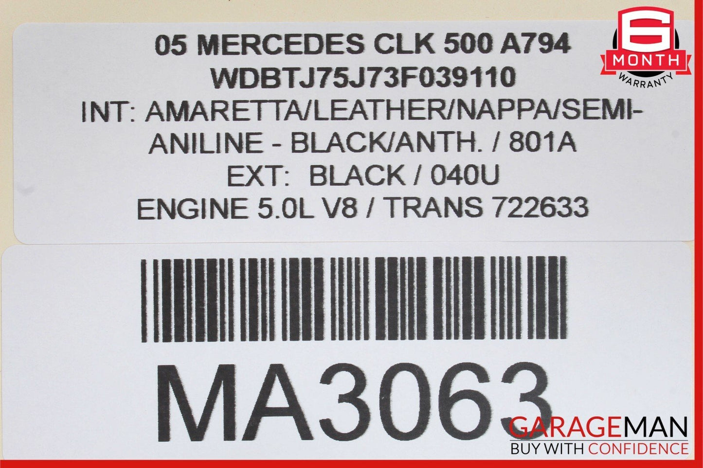 03-12 Mercedes W209 CLK500 CL500 Front Right Side Door Window Regulator Motor