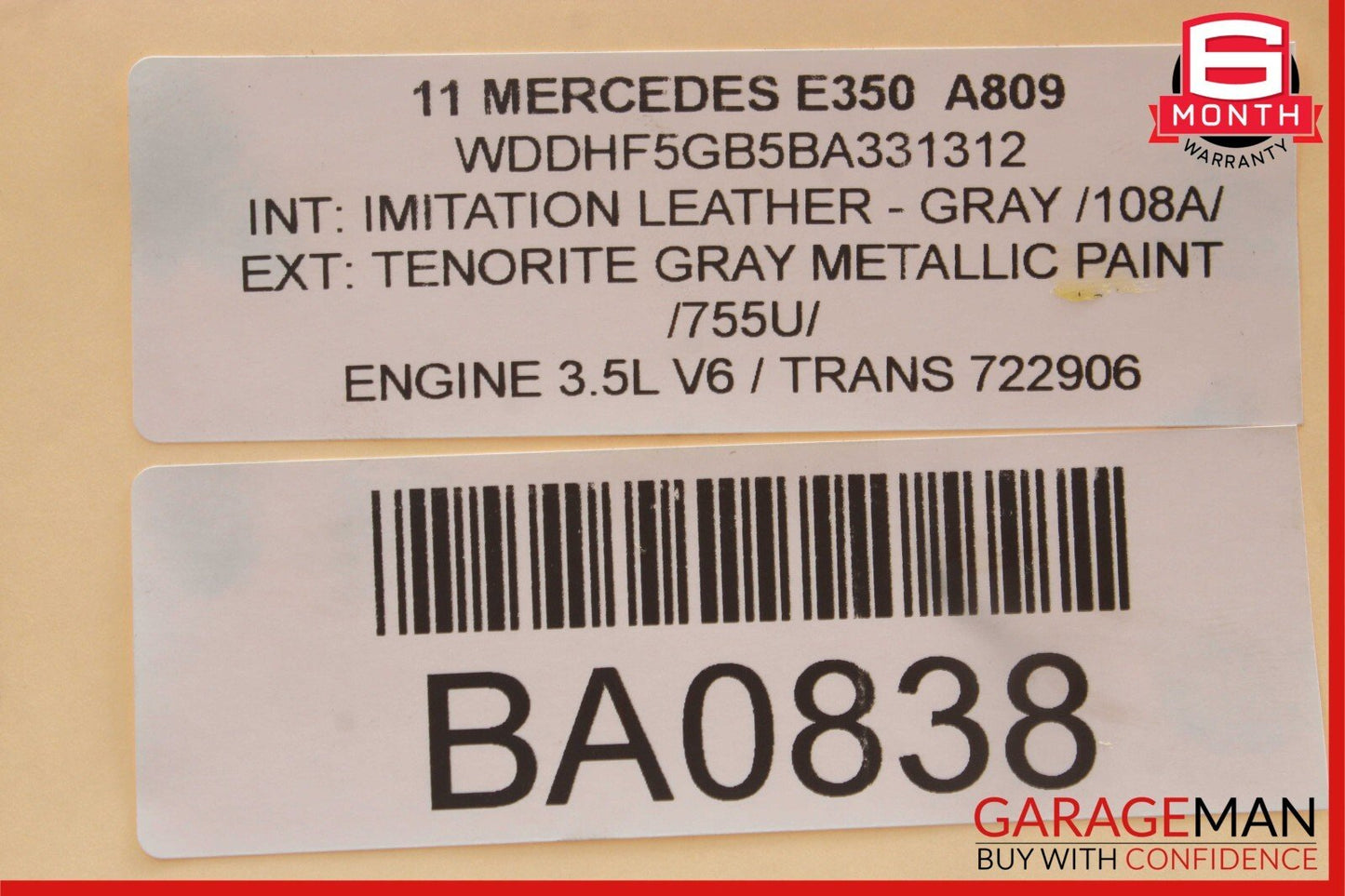 10-13 Mercedes W212 E350 Rear / Front Right Side Exterior Door Handle Gray OEM