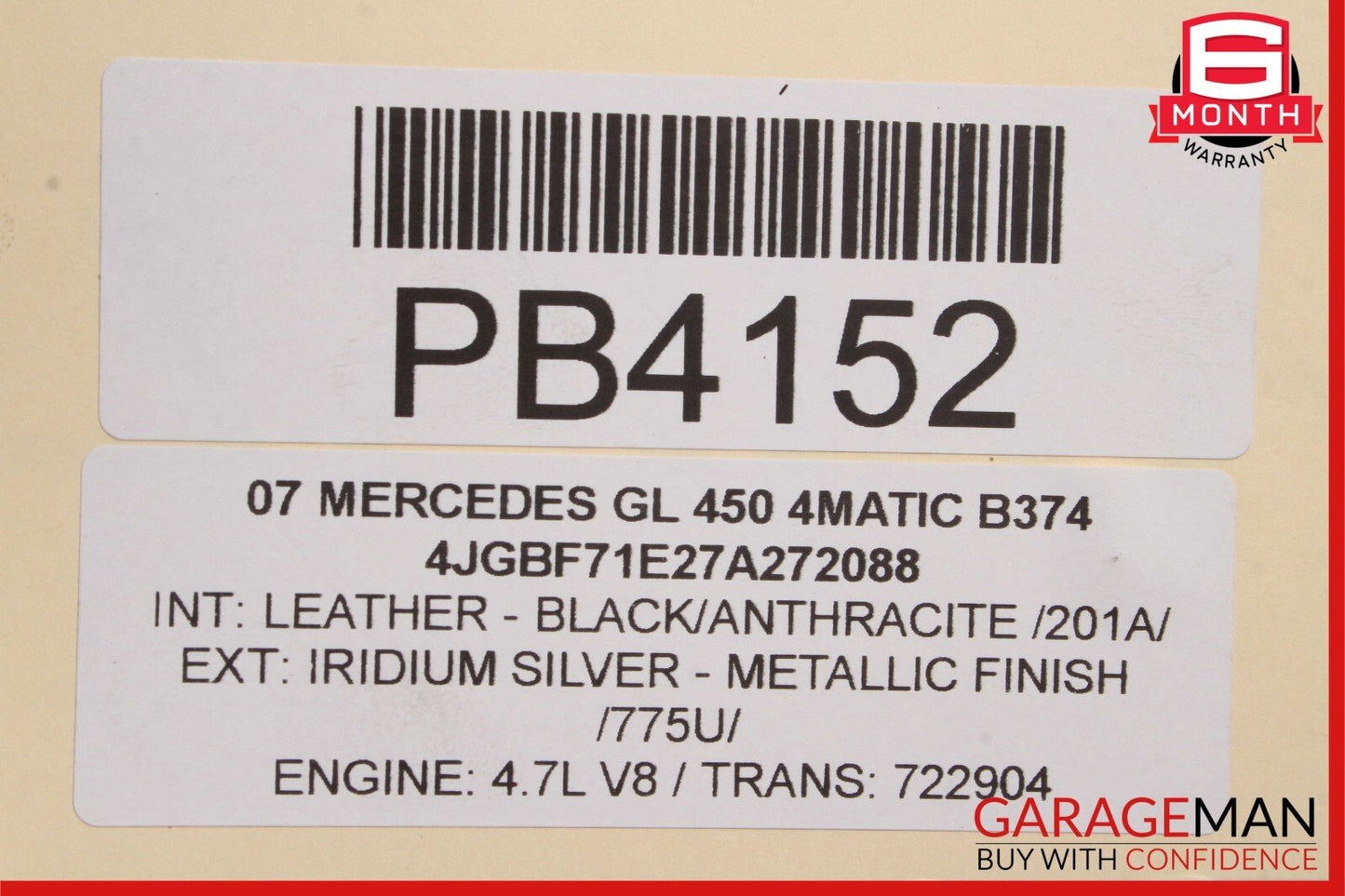 07-12 Mercedes X164 GL350 GL450 GL550 Front Lower Radiator Support Bracket Bar
