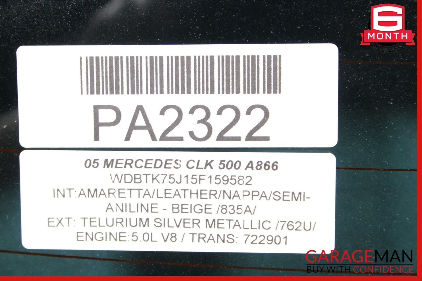 03-09 Mercedes W209 CLK500 Soft Top Convertible Rear Windshield Window Glass