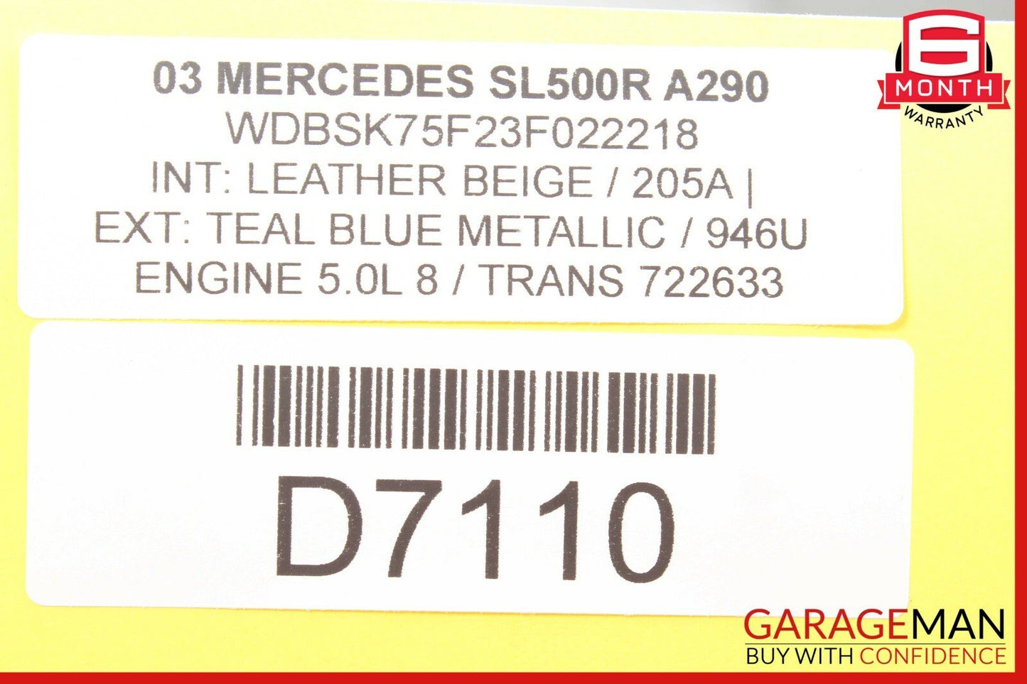 03-06 Mercedes R230 SL500 Steering Column Control Switches Assembly Black OEM