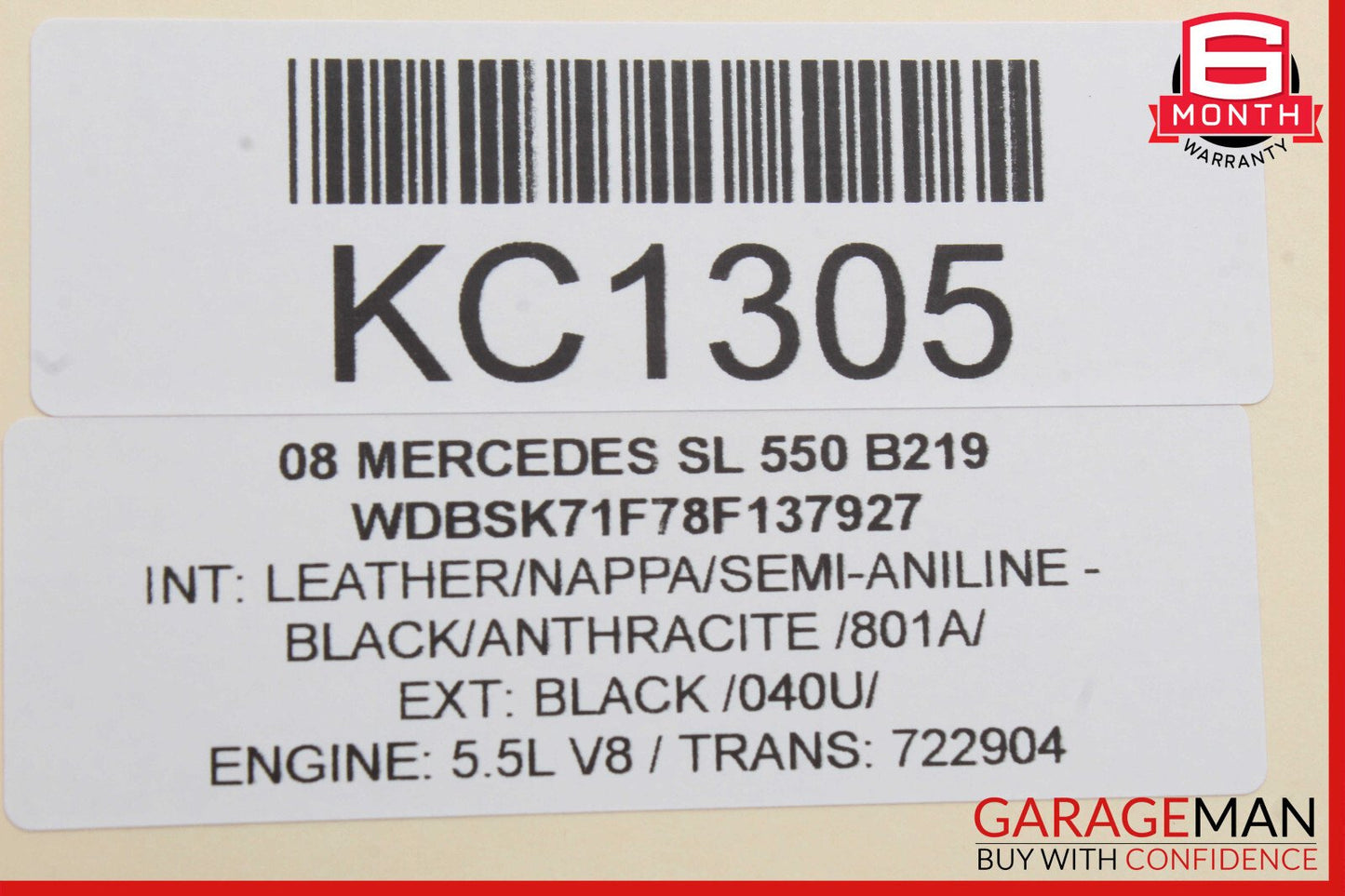 03-08 Mercedes R230 SL550 Left Convertible Hard Roof Top Hinge w/ Pillar Cover