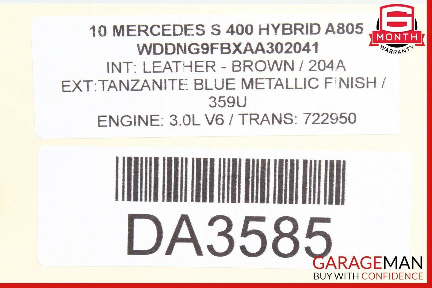 07-13 Mercedes W221 S400 Rear Left Side Exterior Door Handle Keyless Go Black