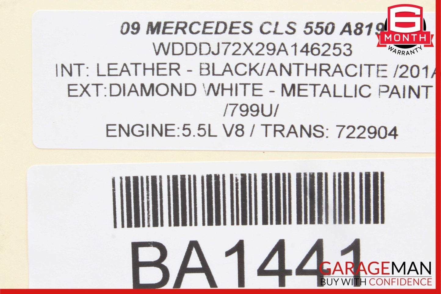 06-11 Mercedes W219 CLS500 CLS550 CLS63 AMG Front Interior Rear View Mirror Grey