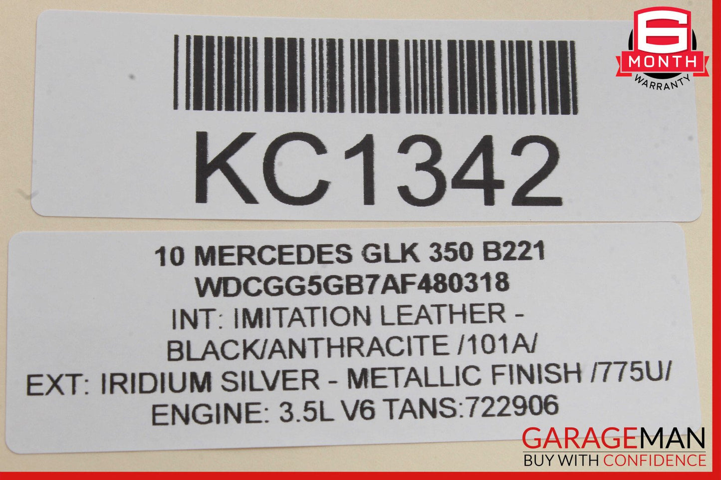 08-12 Mercedes X204 GLK350 E350 Interior Rear View Mirror Assembly Brown OEM