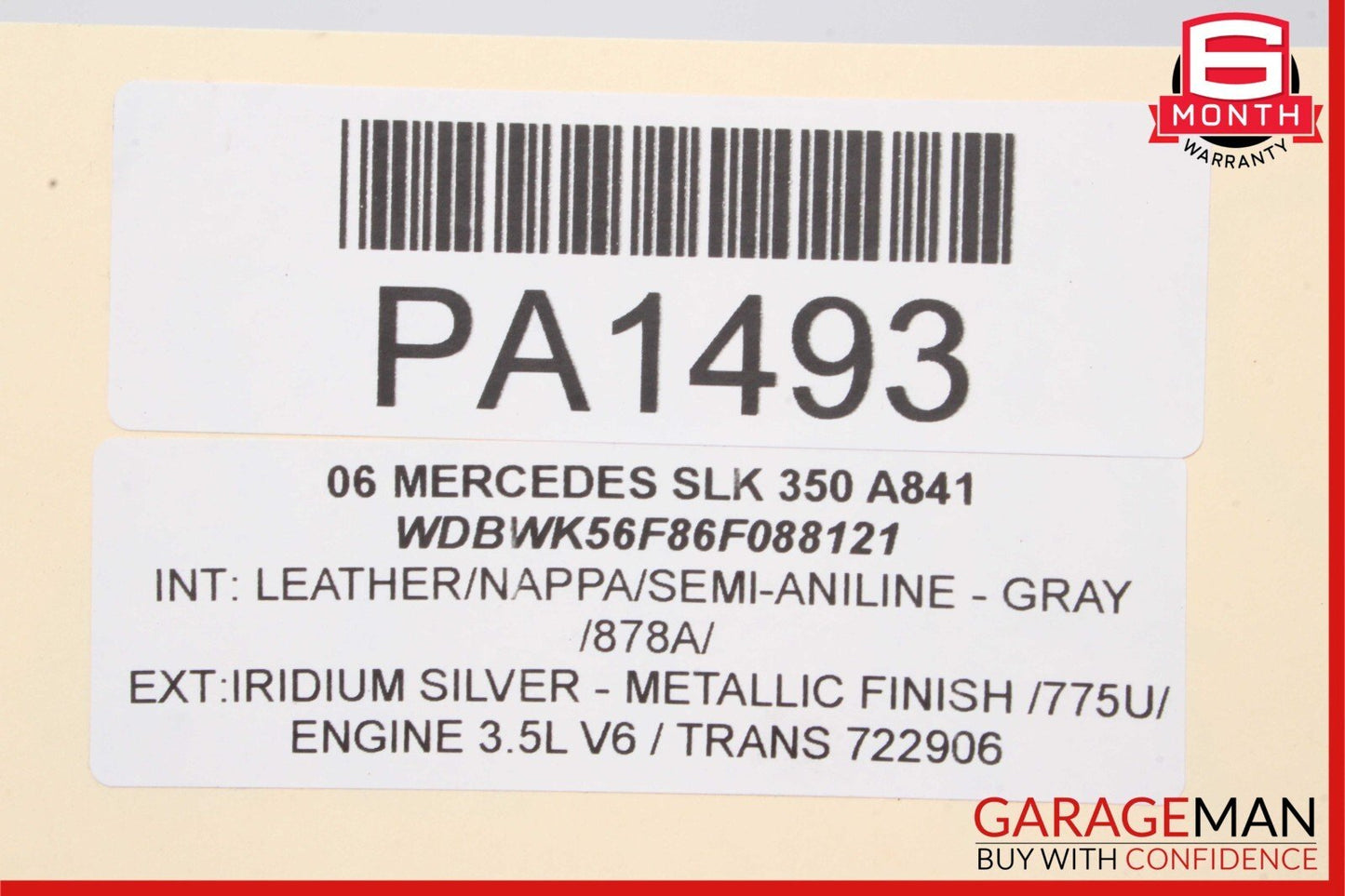 05-11 Mercedes R171 SLK350 Front Right Side Top Upper Seat Cushion Gray OEM