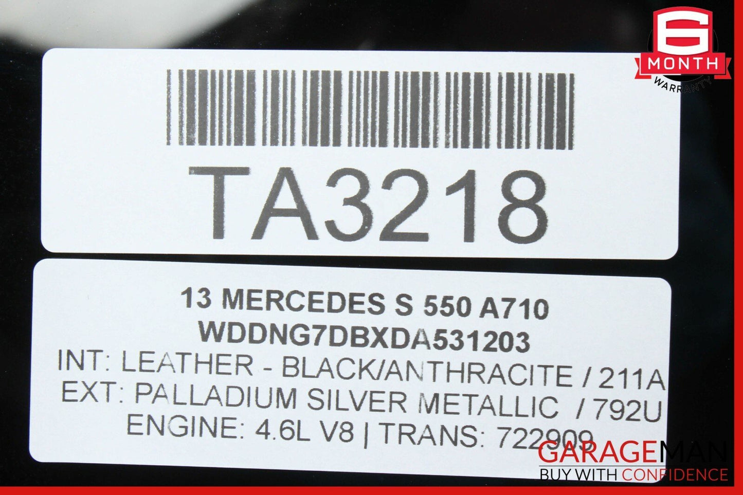 07-13 Mercedes W221 S400 S550 S63 AMG Center Middle Pano Panoramic Roof Glass