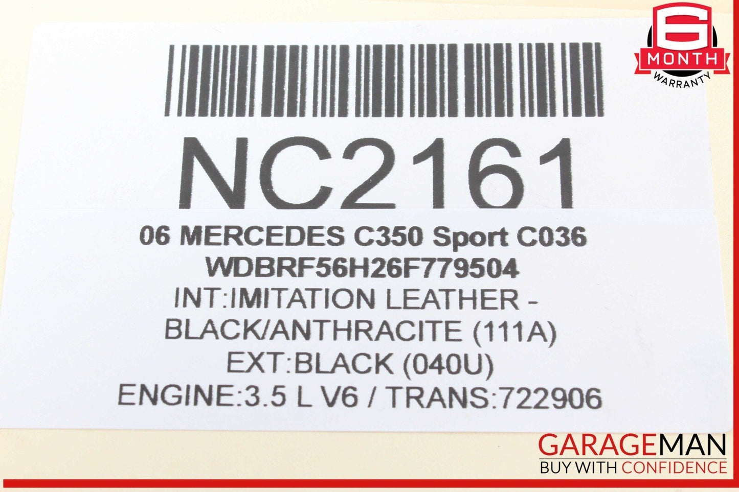 05-07 Mercedes W203 C350 Sport Rear Left Driver Side Taillight Tail Light Lamp