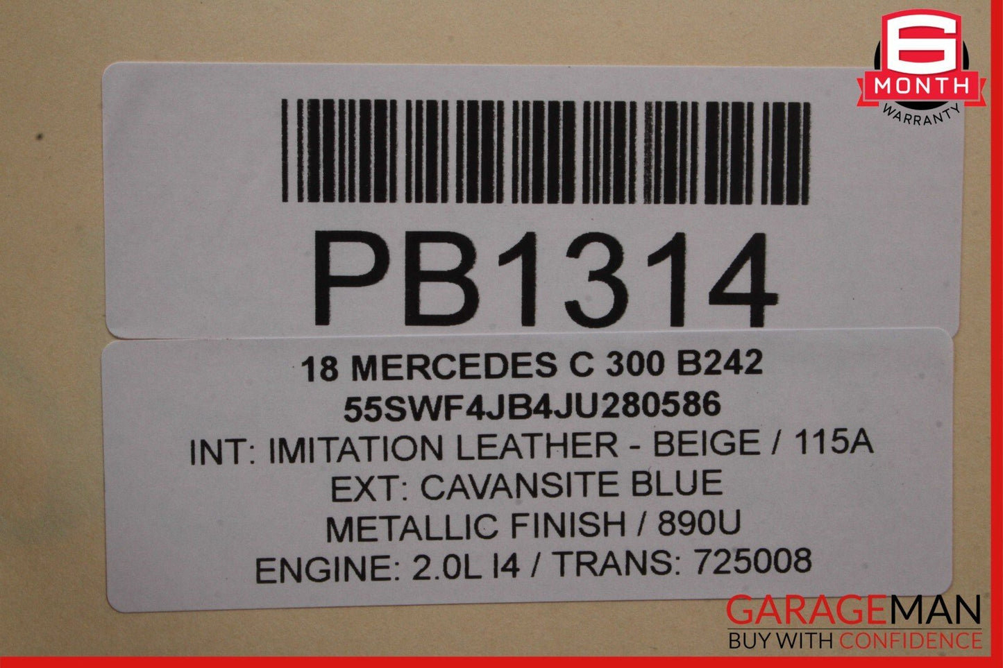 15-18 Mercedes W205 C300 Rear Right Passenger Side Exterior Door Shell Blue OEM