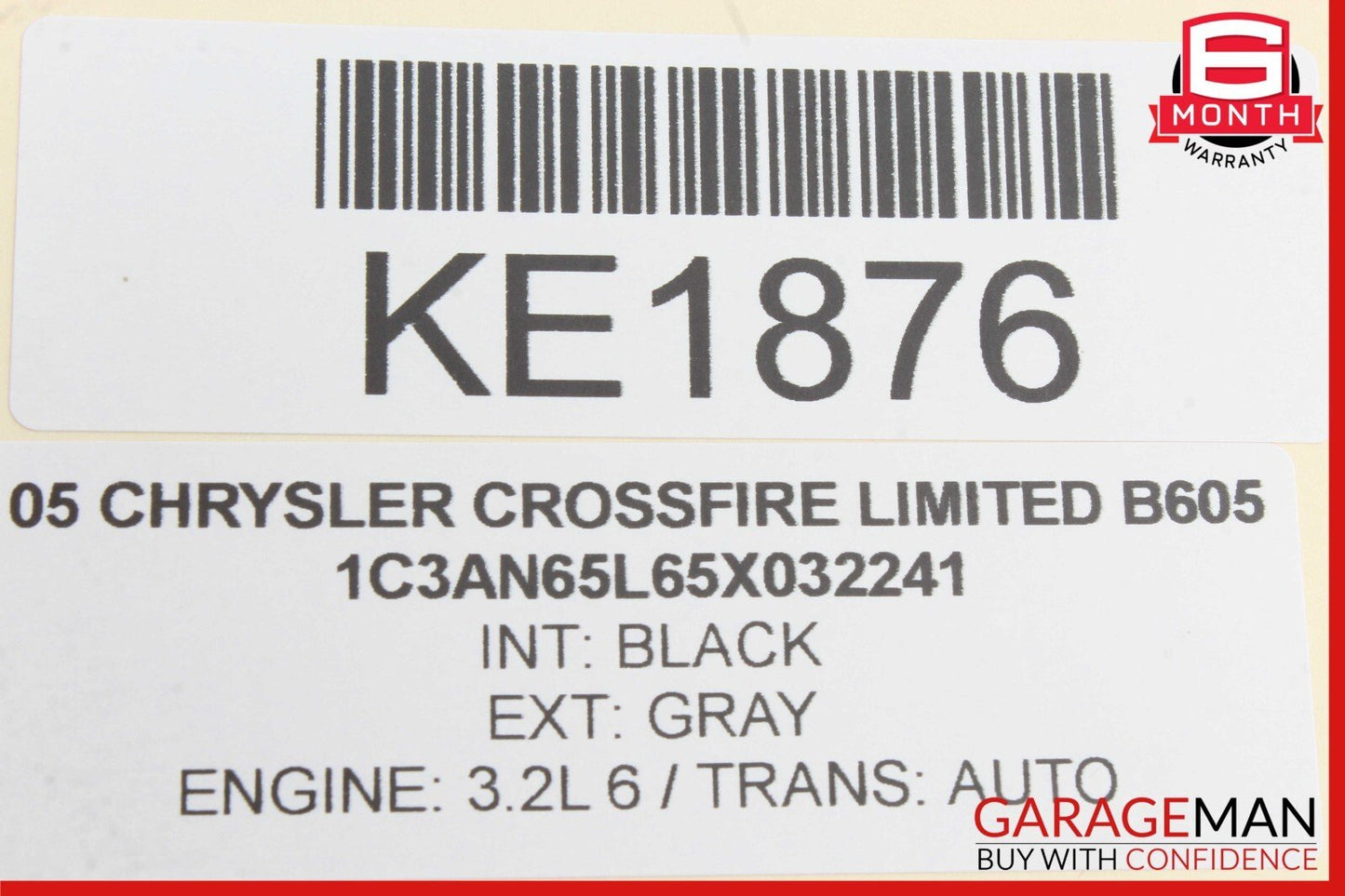 05-08 Chrysler Crossfire Convertible Rear Storage Cover Latch Cylinder Assembly