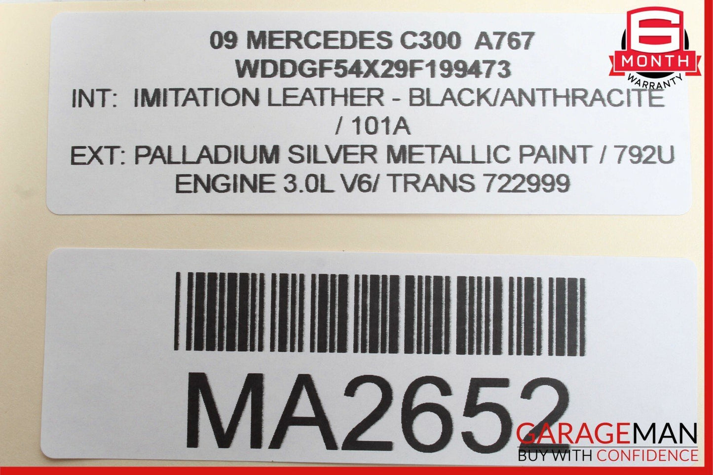08-09 Mercedes W204 C300 C63 AMG Front Right Side Mirror Door Rear View Grey OEM