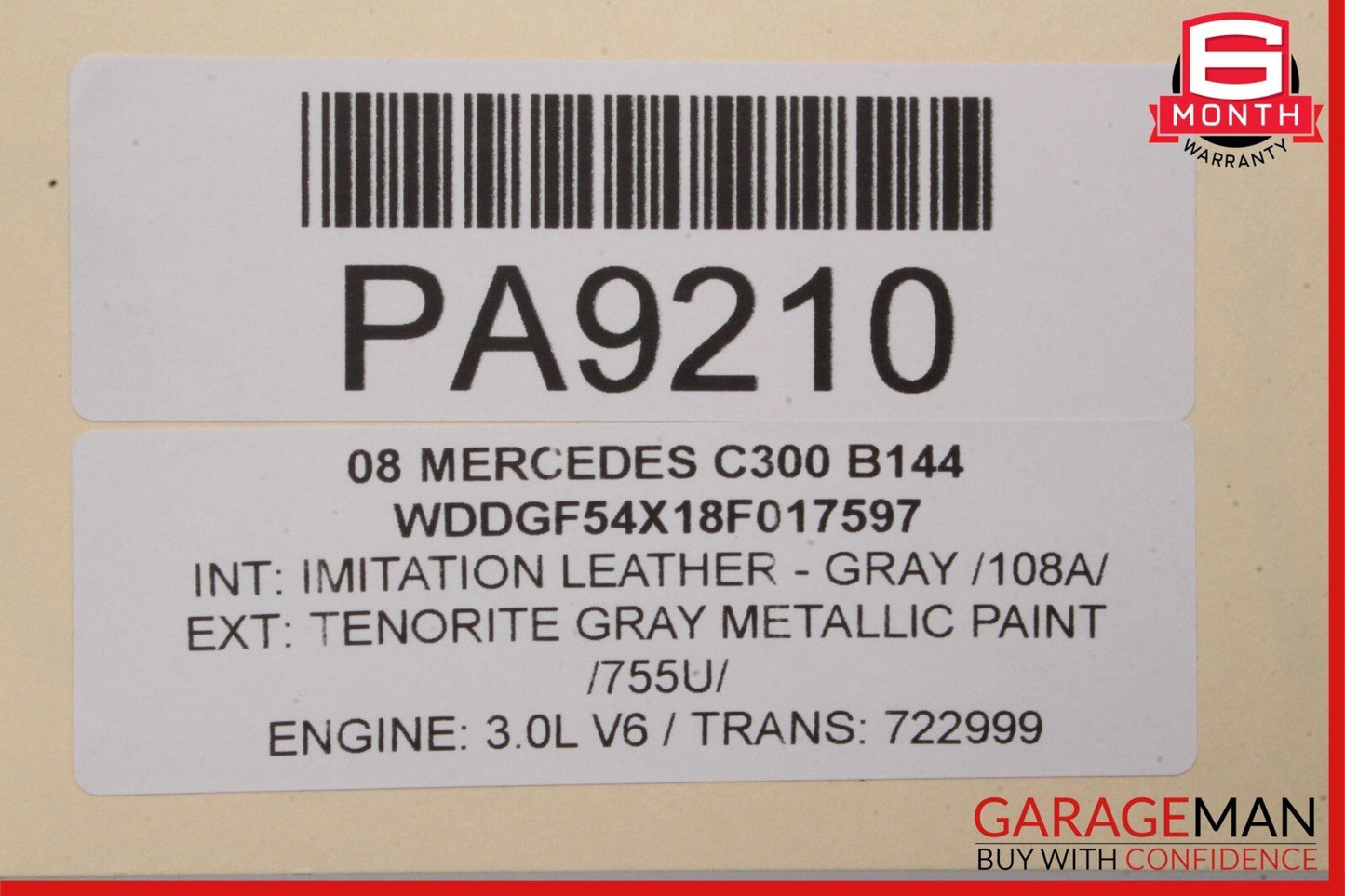 08-14 Mercedes W204 C300 Sedan Front Right Side Top Upper Seat Cushion Grey