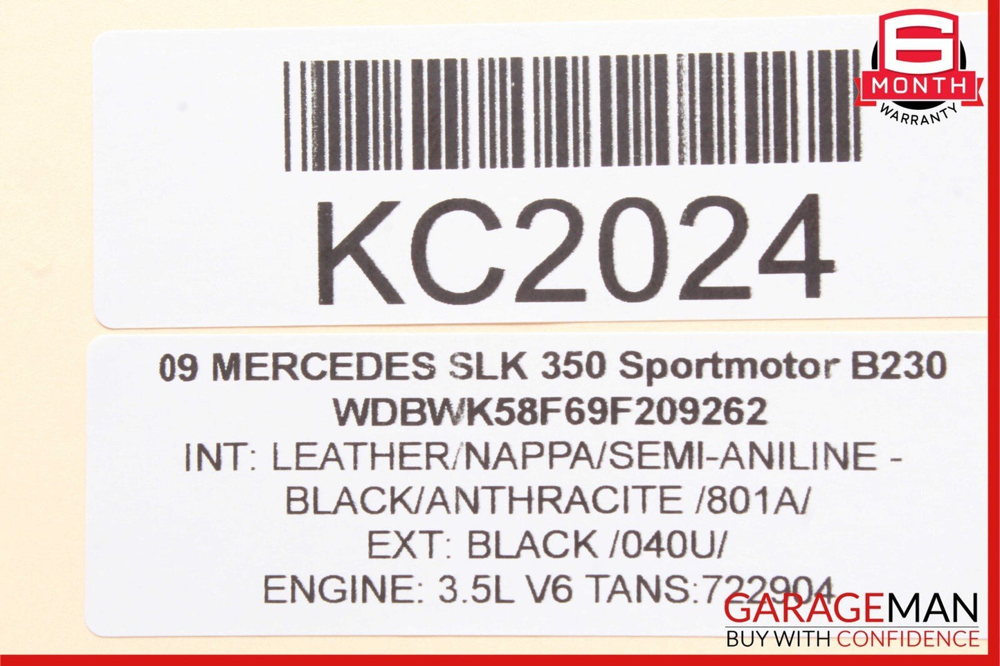 05-11 Mercedes R171 SLK350 Front Right Side Sun Visor Sunvisor Shade Black OEM